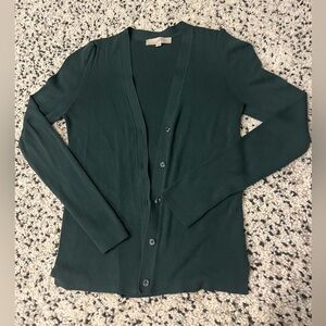 LOFT dark green cardigan.